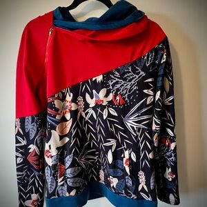Red and Blue Floral Hoodie